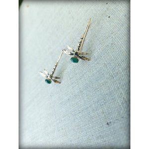 14k Gold Dragonfly Earrings set with Sapphire, Emerald or Ruby Cabochons