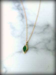 14k and Emerald Single Devi Necklace