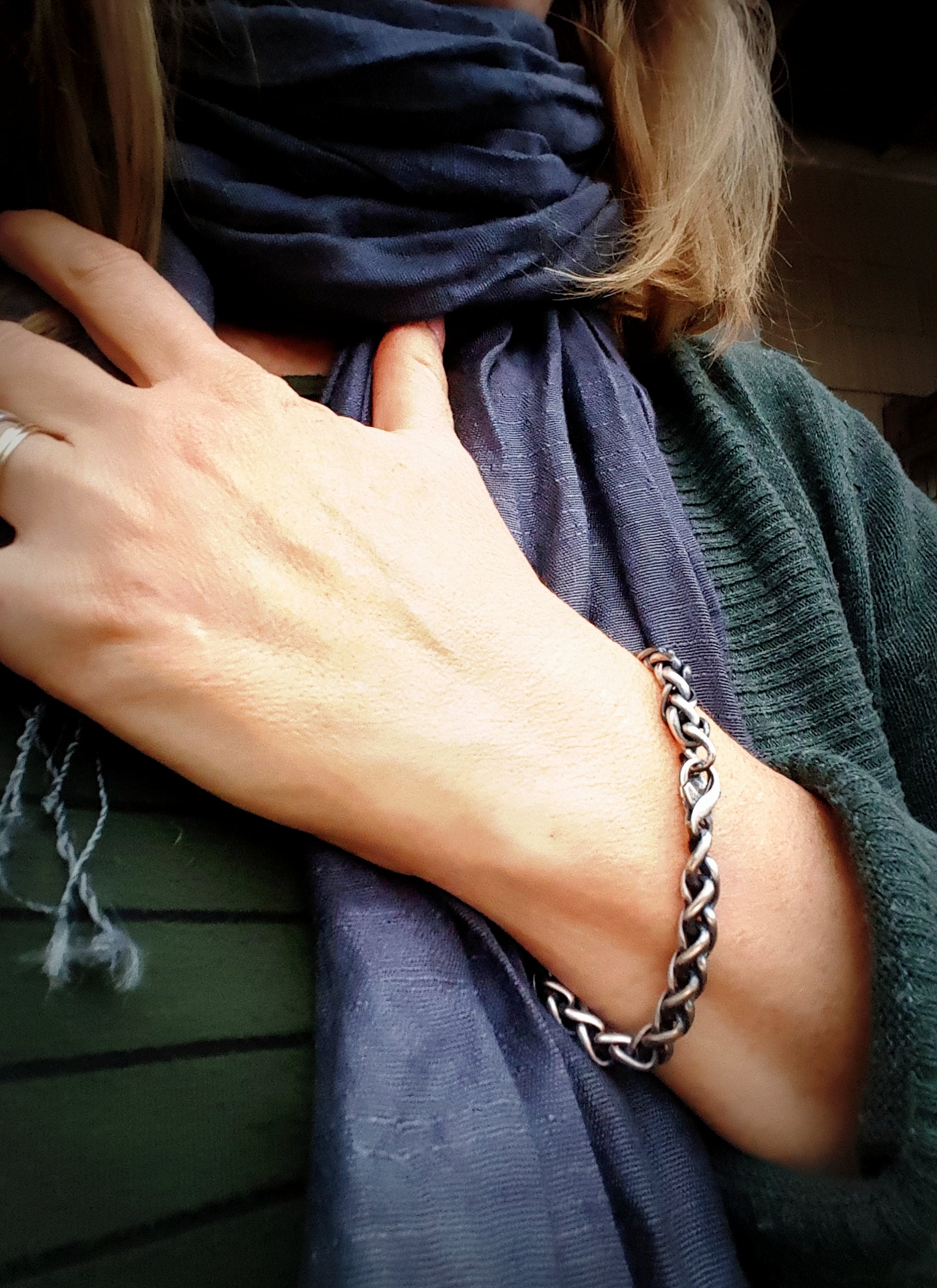 Women's Snake Chain Bracelet- Antiqued Sterling 6mm