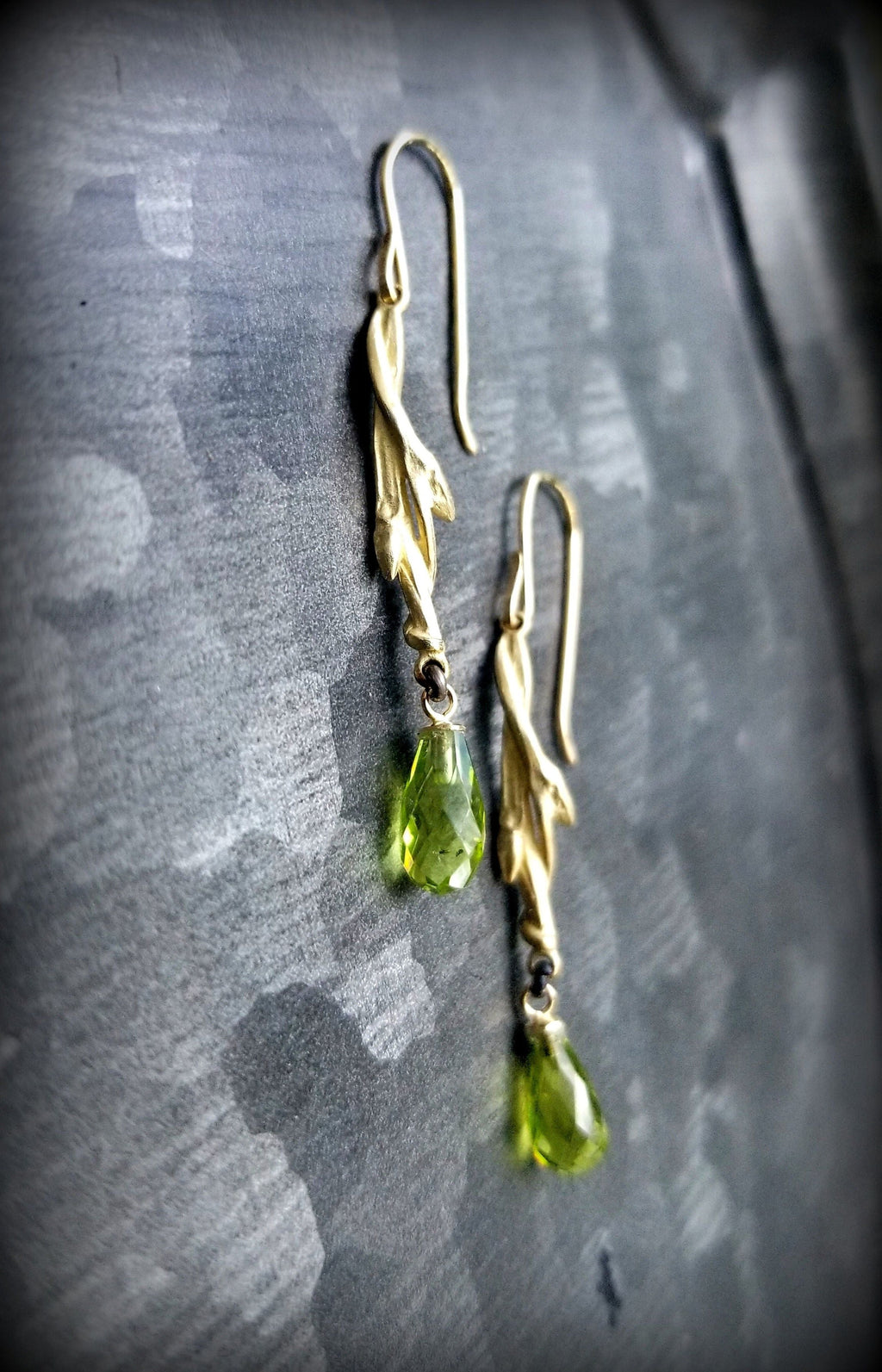 14k gold budding branches with peridot briolletes