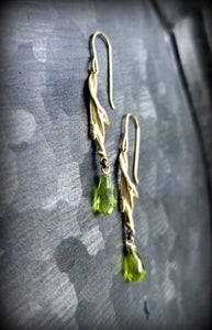 14k gold budding branches with peridot briolletes