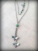 Sterling Mariposa Lariat Necklace with Gemstones