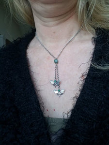 Sterling Mariposa Lariat Necklace with Gemstones