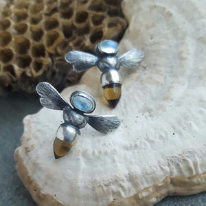 Sterling Honey Bee Earring with Gemstones