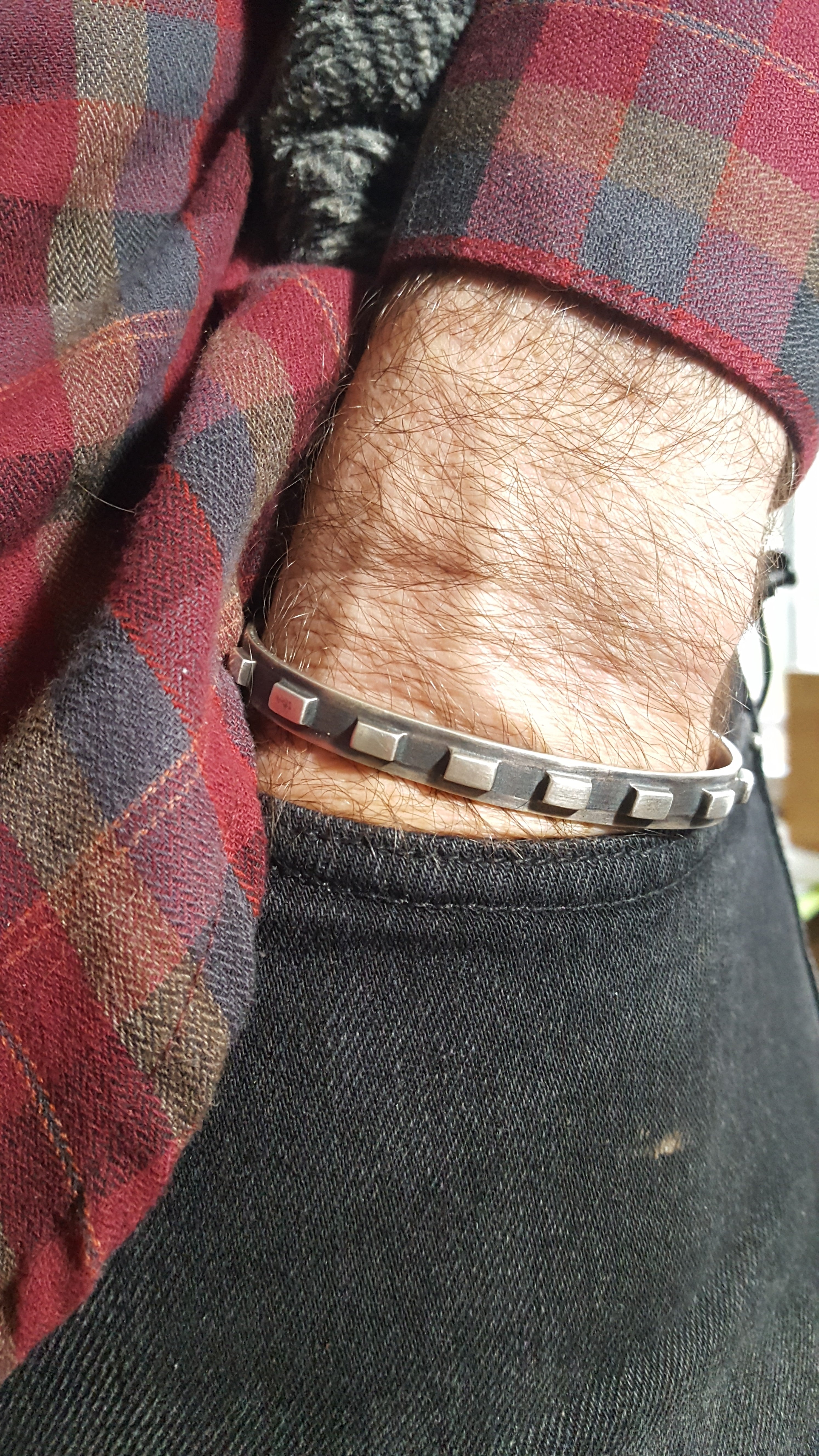 Sterling Gear Cuff Bracelet, Oxidized