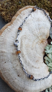 Citrine Firefly Sterling Silver Beaded Chain Necklace