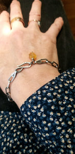 Citrine Nugget Charm Paperclip Chain Bracelet