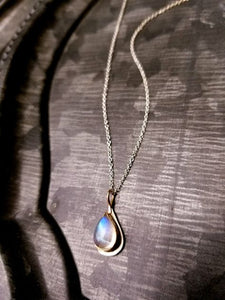 Large Moonstone Raindrop, Silver and Gold