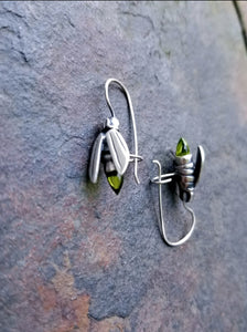 Sterling and Peridot Firefly Earrings