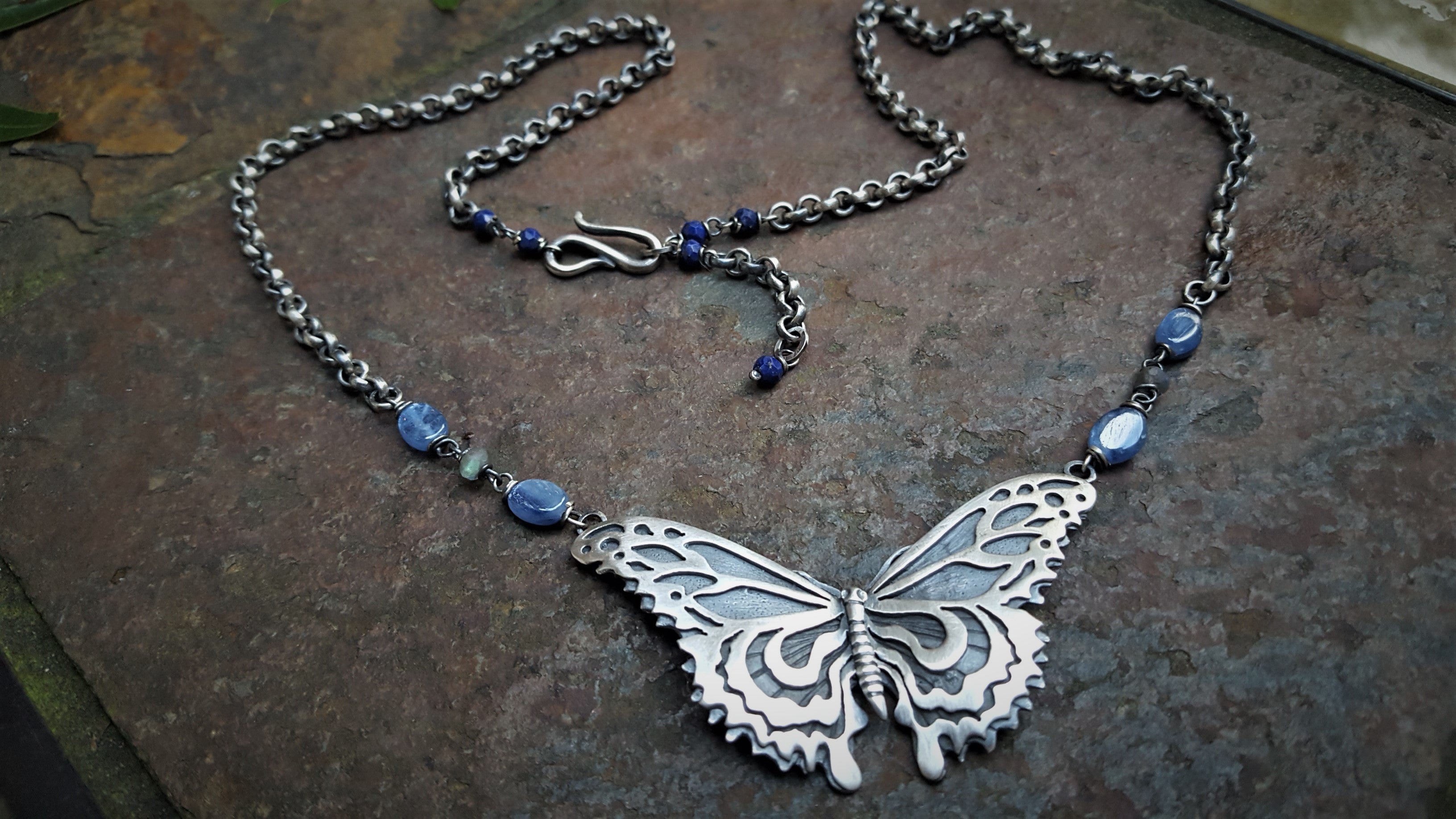 Sterling Silver Overlay Butterfly Statement Necklace