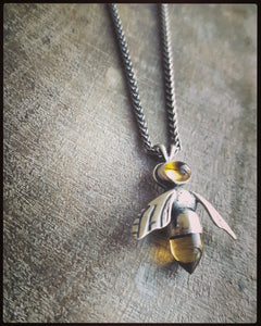 Sterling and Citrine Honey Bee Necklace