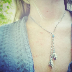 Sterling Firefly Lariat Necklace with Gemstones