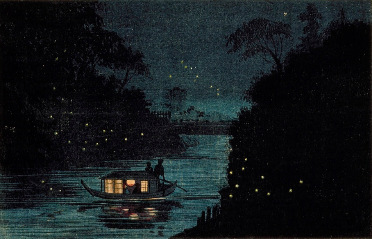 Fireflies on the River painting by Kobayashi Kiyochika, 1847-1915