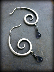 Tapered Spiral Hoops with Briolettes
