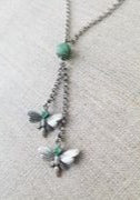 Sterling Mariposa Lariat Necklace with Gemstones