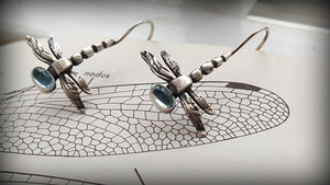 Sterling Silver & Gemstone Dragonfly Earrings
