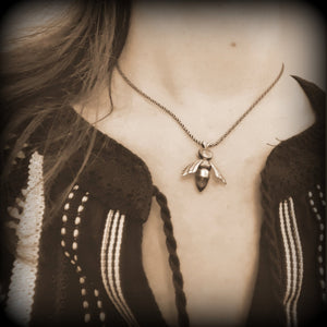 Sterling Honeybee Necklace with Gemstones