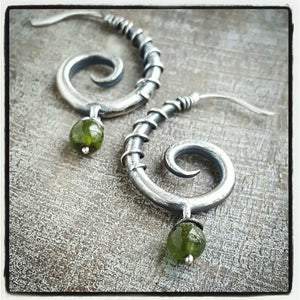 Wrapped Spiral Hoops with Freshwater Pearls, Sterling