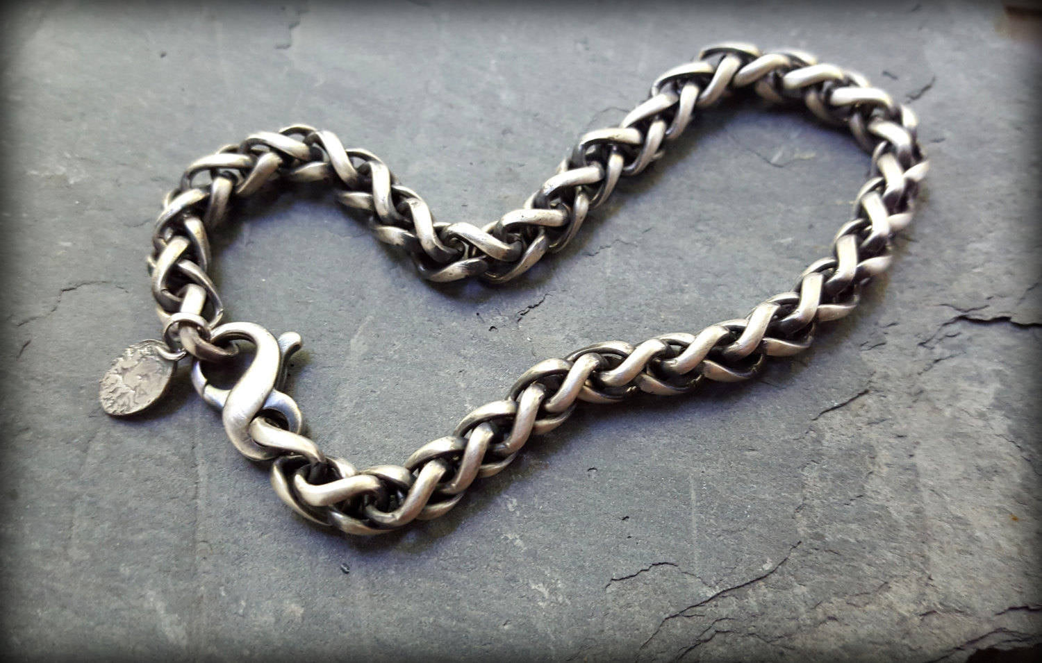 Men's Snake Chain Bracelet- Antiqued Sterling 6mm