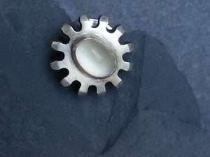 Sterling and Moonstone Cog Stud Pin or Tie Tack