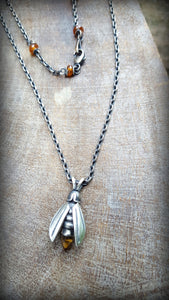 Sterling Silver and Citrine Firefly Necklace