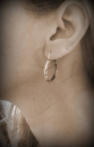 Oxidized Carved Silver Hoop Earrings