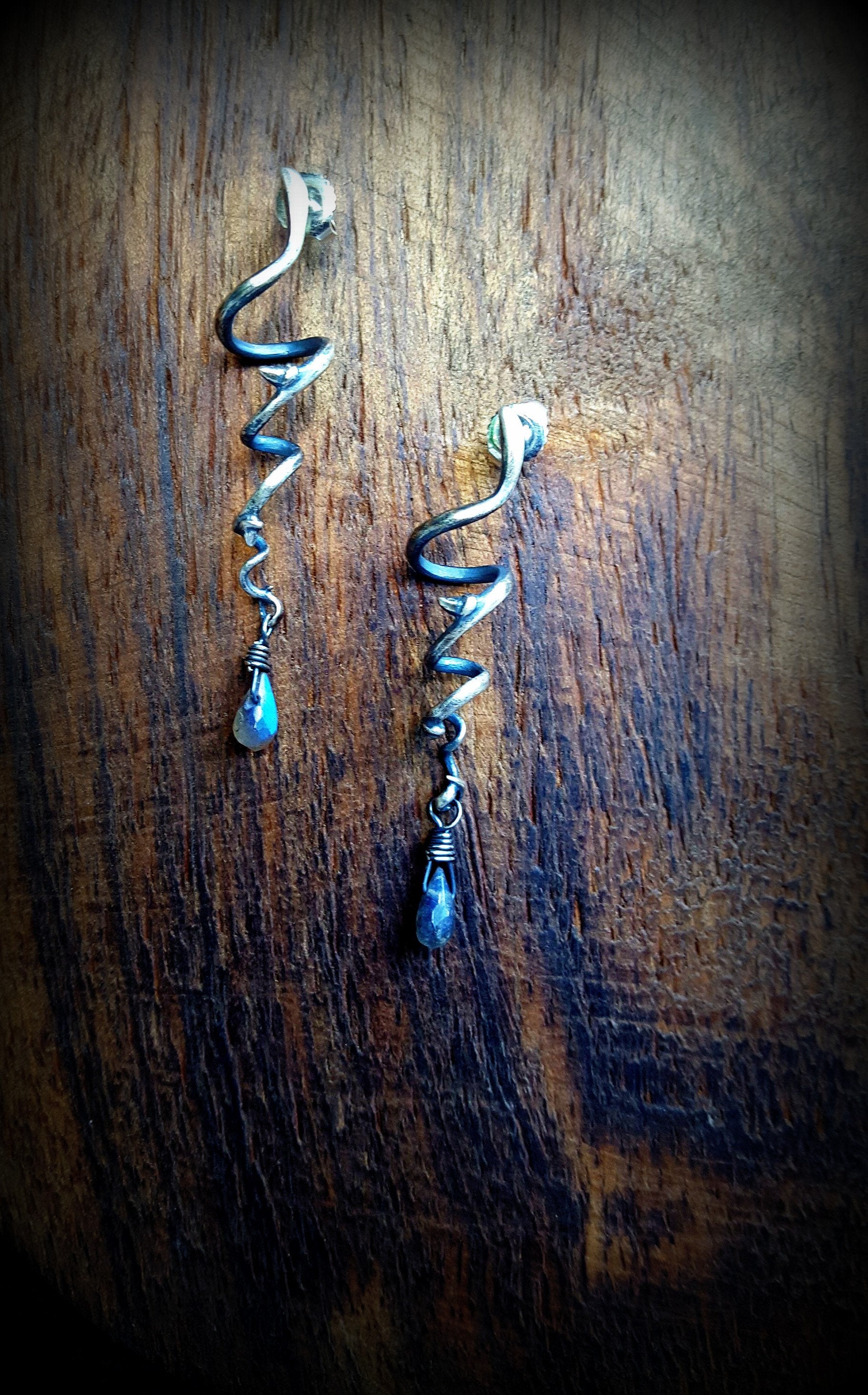 Sterling Rainforest Spiral Vine Earrings