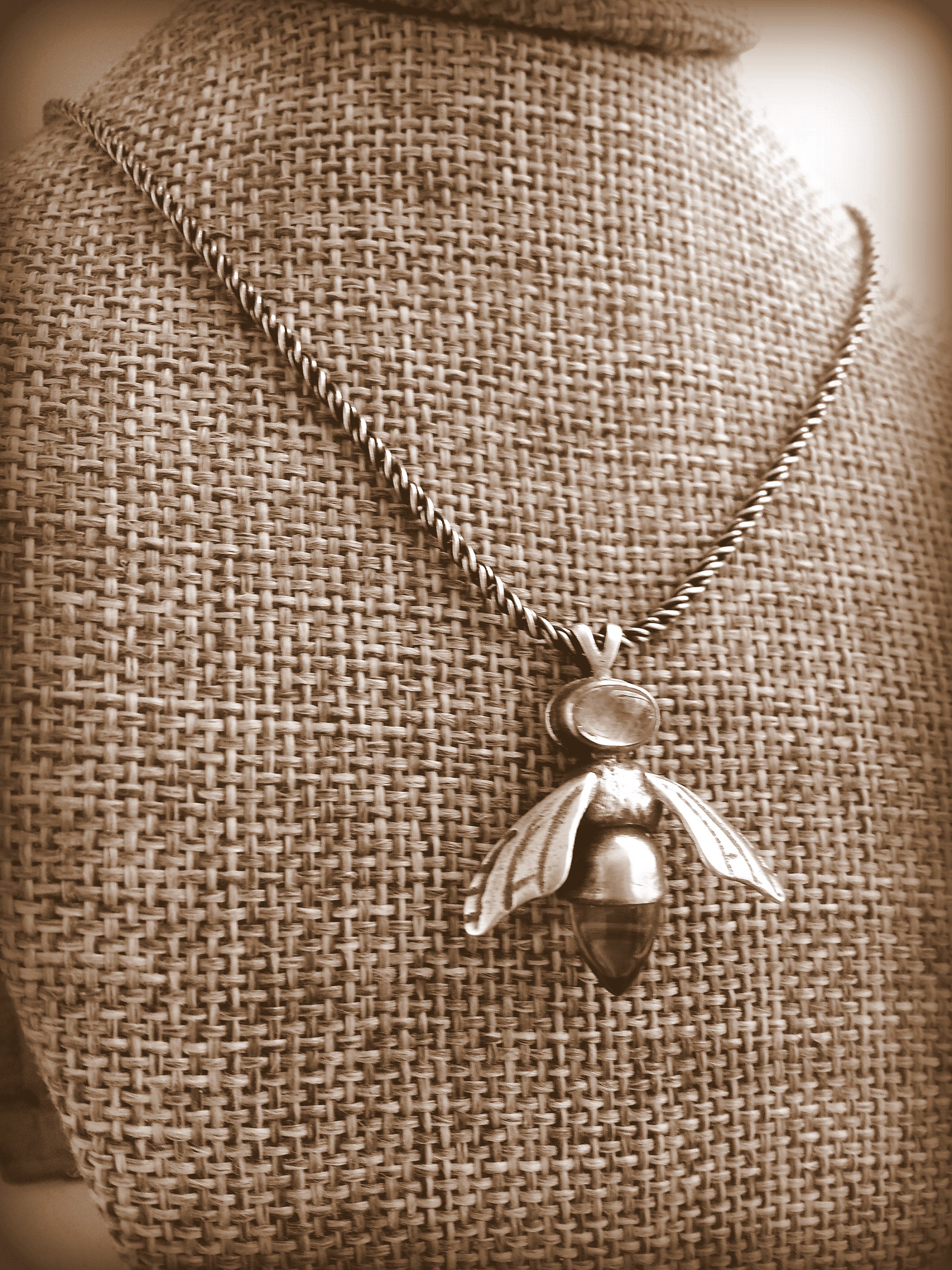 Sterling and Citrine Honey Bee Necklace
