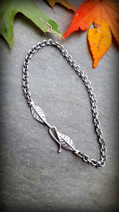 Sterling Leaves Cable Chain Bracelet