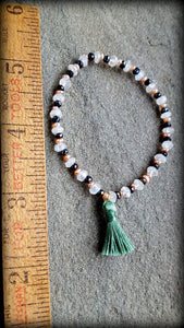 Moonstone, Spinel and Pearl Silk Tassel Bracelet