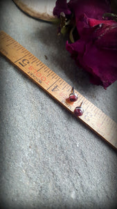 Rose Cut Garnet Bezel set Stud Earrings January Birthstone