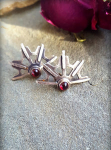 Half Wheel Earrings with Gemstones