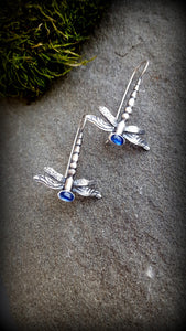 Sterling & Gemstone Dragonfly Earrings