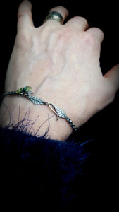 Sterling Leaves Bracelet with Bead Cluster