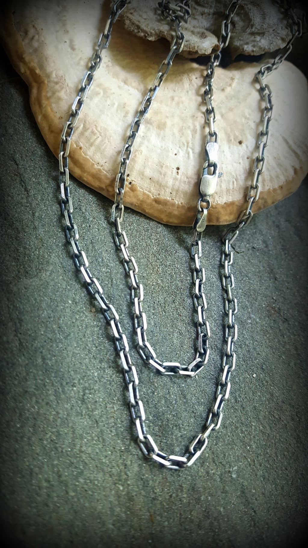 3mm Anchor Chain, antiqued Sterling