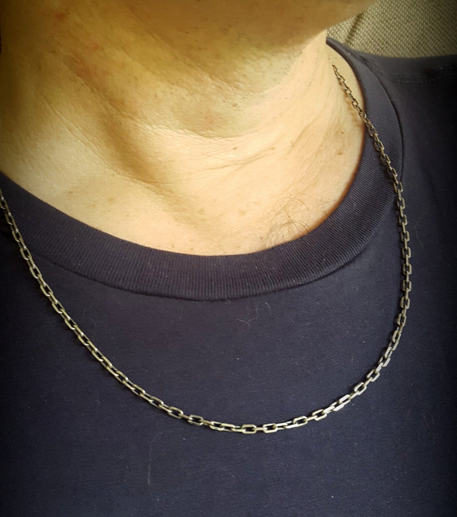 3mm Antiqued Sterling Anchor Chain Necklace