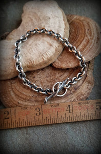 Chunky Sterling Chain Bracelet, Branch Toggle