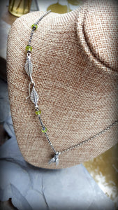 Sterling Firefly Necklace with Two Leaves Hook Clasp