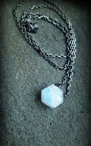 Faceted Moonstone Hexagon Necklace