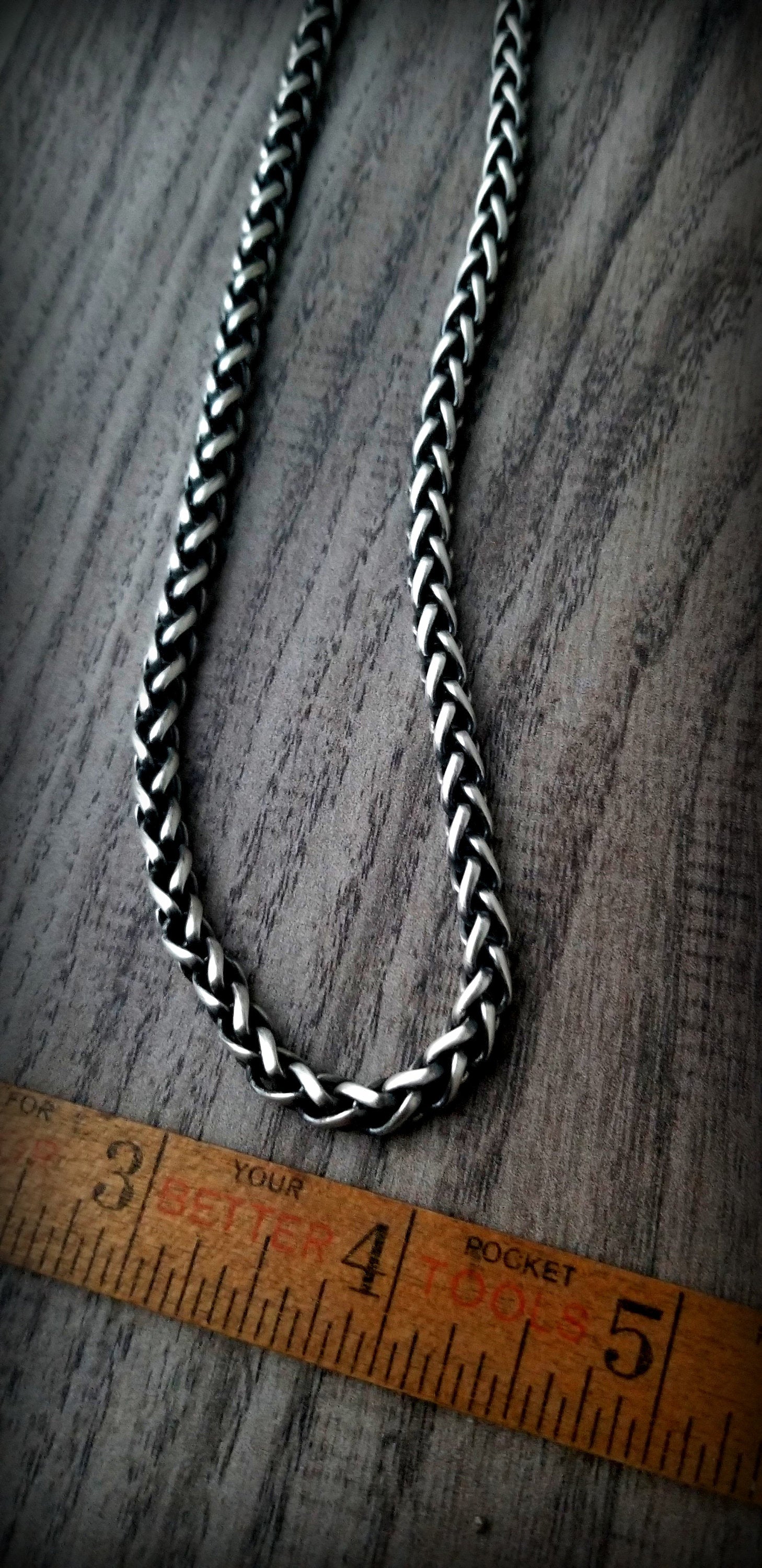 Thick Snake Chain Necklace - Antiqued Sterling 5mm