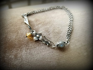 Starflower and Twig Chain Bracelet