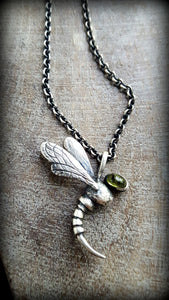 Sterling Gemstone Mayfly Necklace