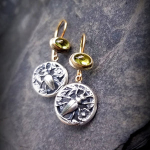 Midnight Garden Gold and Silver Insect Earring with Gems