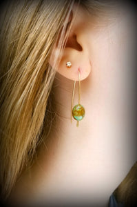 Kingman Turquoise and 14k Gold Threader Earring
