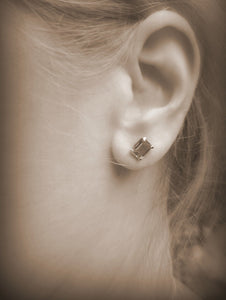 Octagonal Gemstone Window Stud Earrings