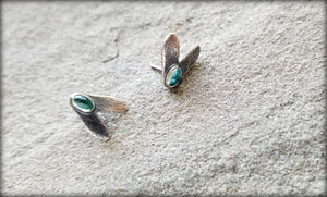 Sterling Fly Stud Earrings set with Cabochons, Diptera