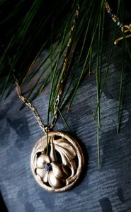 14k Gold Midnight Garden Nicotiana Flower Medallion Necklace