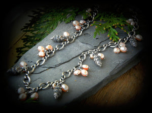 Pearl and Sterling Nature Statement Necklace