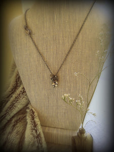 Beaded Hemlock Cone Necklace, Sterling with Tassel of Gemstone Beads