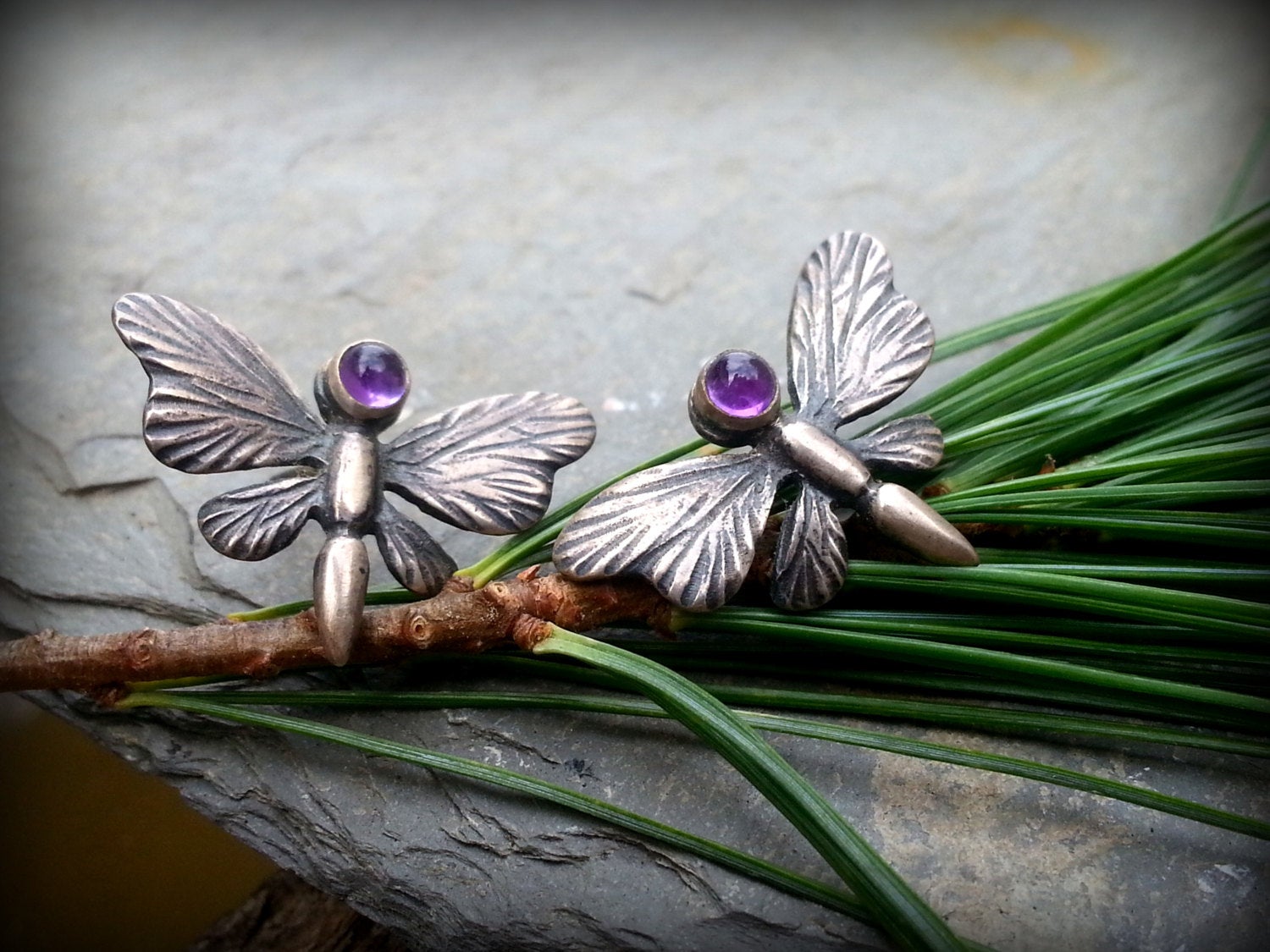 Mariposa Butterfly Post Earrings, with Gemstone